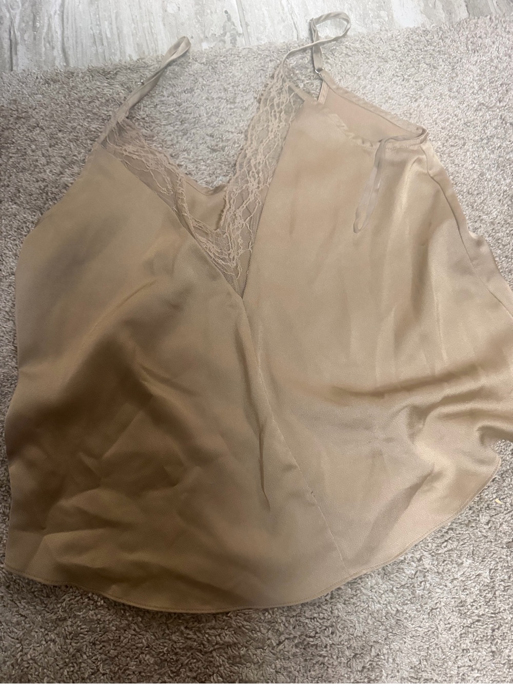 Satin Lace-Trim Camisole in Nude